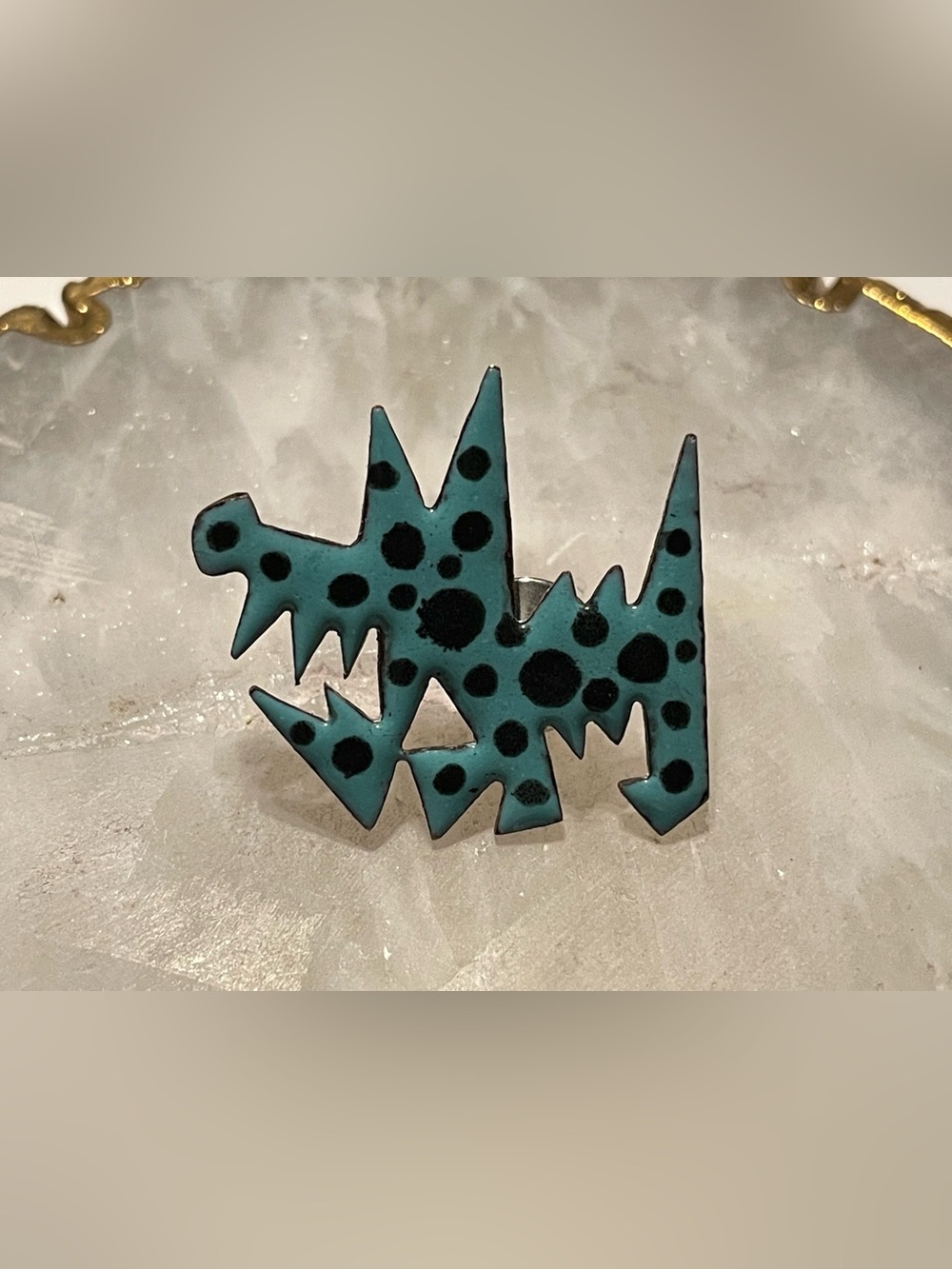 Vintage Enamel Rare Artisan Dog Pin #8600